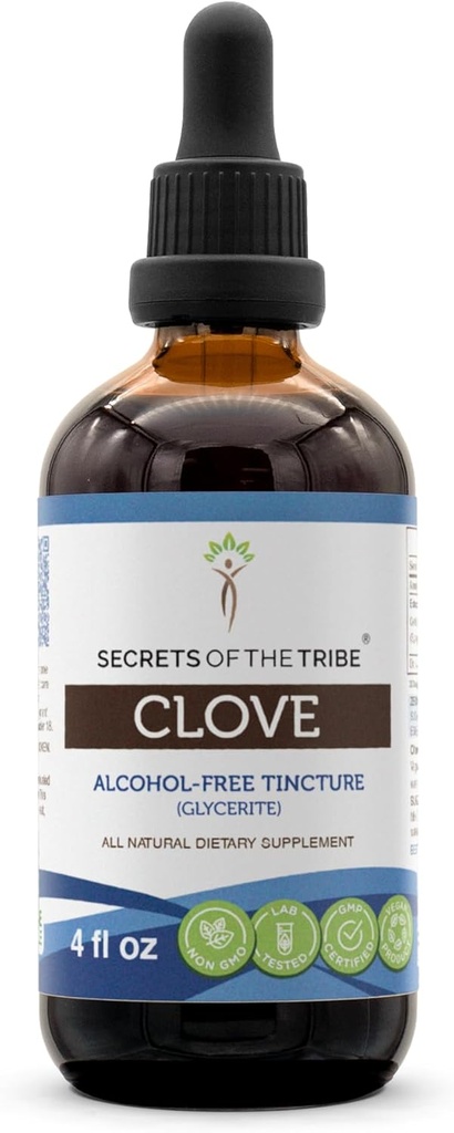 Geheimen van de Tribe Kruidnagel Tinctuur Alcoholvrije Liquid Extract, Kruid (Syzygium Aromaticum) Gedroogde Bloem Buds (4 FL OZ)