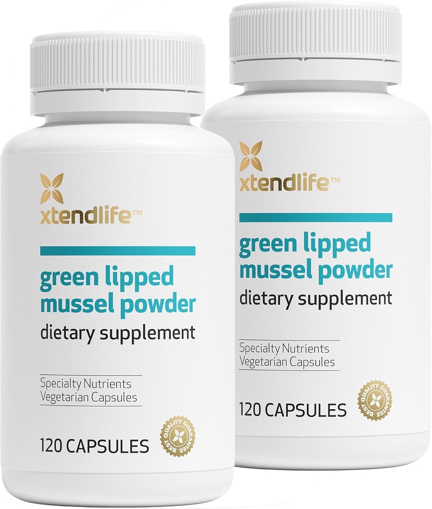 Xtendlife Green Lipped Mussel Powder - 2400mg Supplement met Omega-3 vetzuren uit Nieuw-Zeeland voor Joint Health, 120 Capsules (2 Pack)