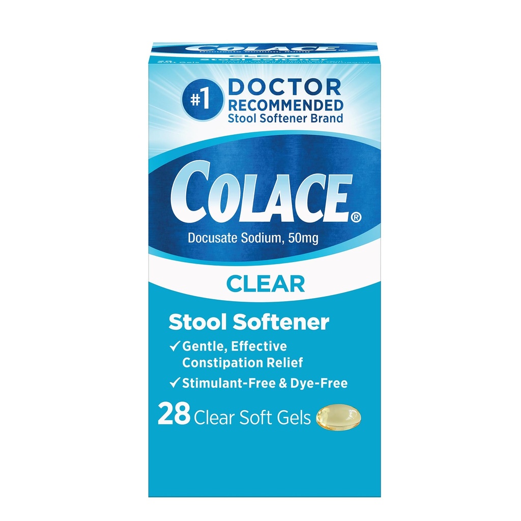 Colace Net Stool Soft Gel Capsules Relief Constipation 50mg Docusate Sodium Doctor Recommandé 28ct