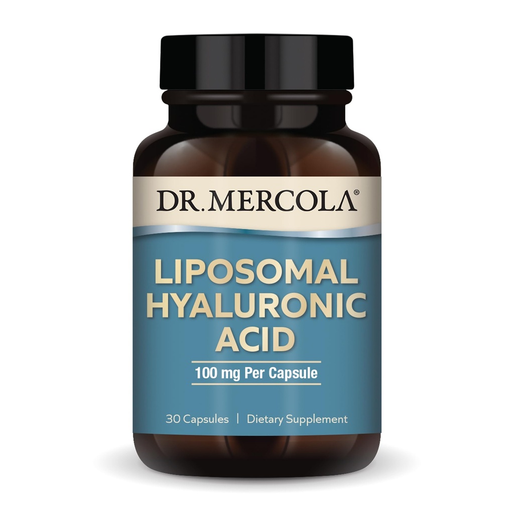 Dr. Mercola Liposomal Hyaluronzuur, 30 porties (30 capsules), 100 mg per capsule, dieetsupplement, bevordert de verschijning van de huid, niet-GMO