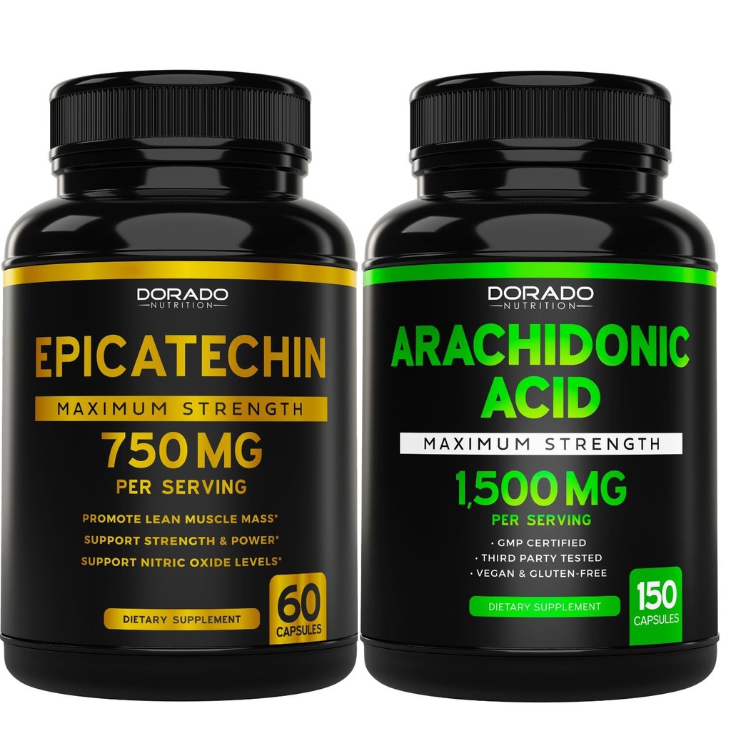 DORADO NUTRITION Epicatechin Extract 750mg per portie - (120 capsules) en Arachidonzuur Supplement 1500mg (150 capsules)