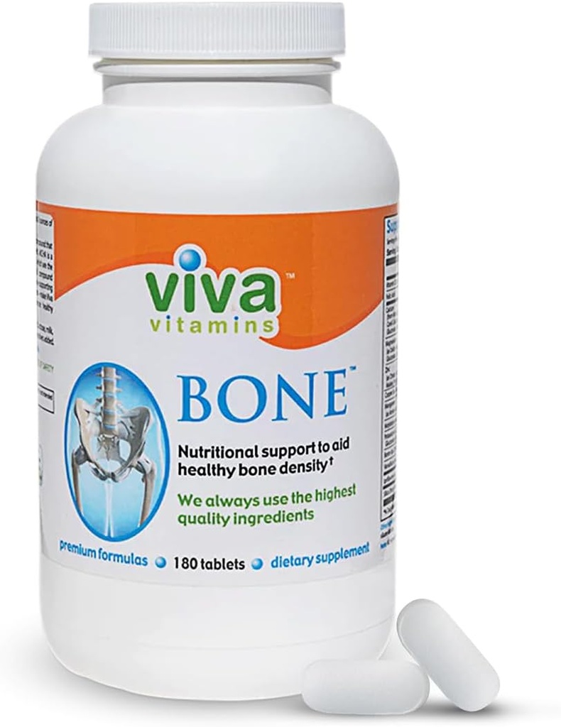 Supplément osseux - Supplément calcium pour les femmes et les hommes, Vitamine D pour la santé des os 3 w/Calcium Magnésium Zinc, Supplément calcium Magnésium Soutien pour la densité osseuse, végétalien, non OGM, 180 Tab
