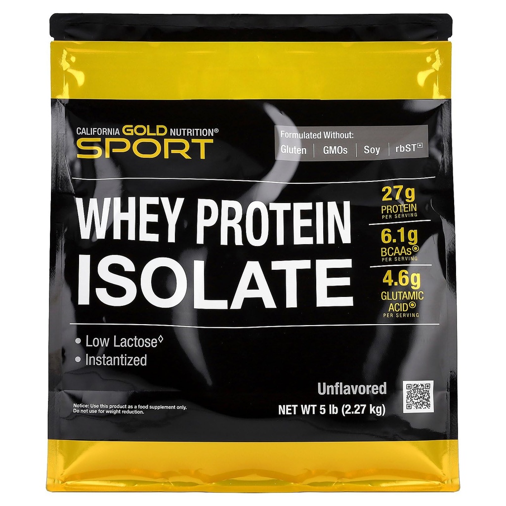 California Gold Nutrition Sport, Wei Proteine Isolaat, Unflavored, 5 lb (2,27 kg)