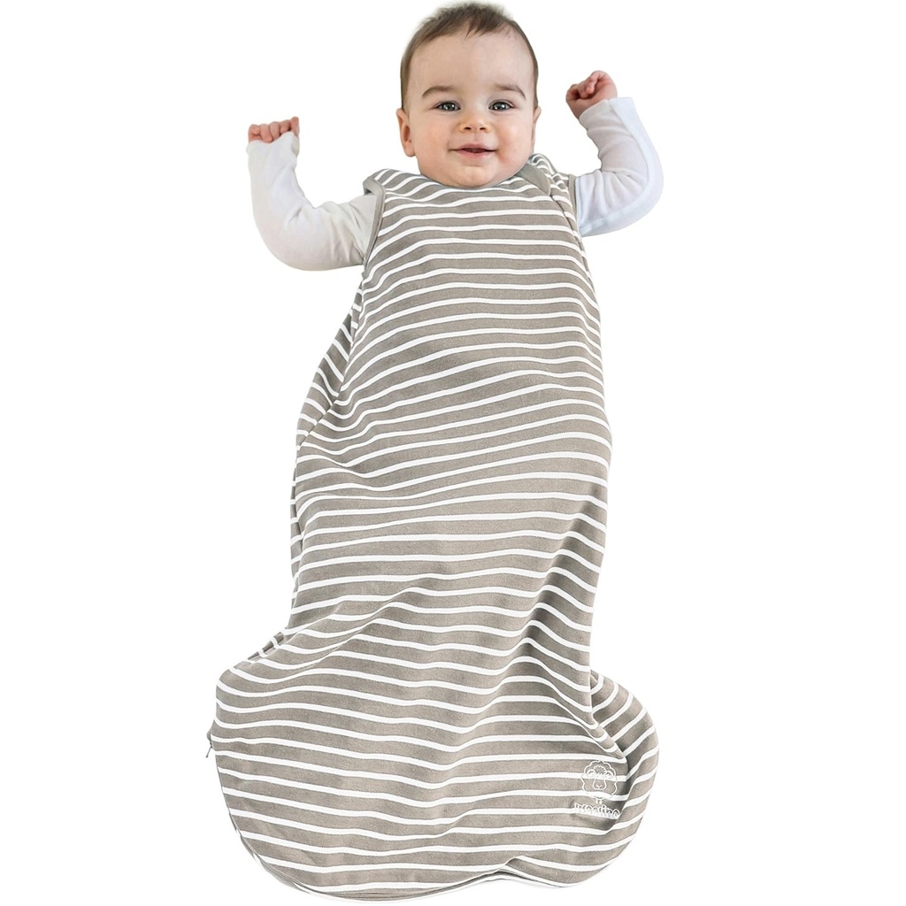 Woolino Merino Wool en biologisch katoen baby slaapzak - 4 seizoen Classic slaapzak voor baby - Two-Way Zipper slaapzak voor baby en peuter - 0-6 maanden - Aarde