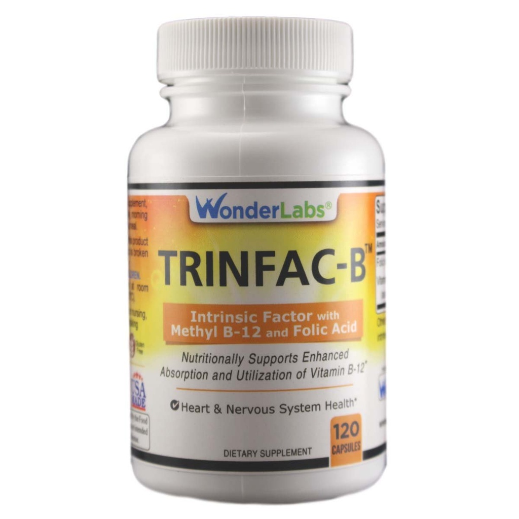 Wonder Laboratories Intrinsieke Factor met foliumzuur en vitamine B-12 1000mcg - 120 capsules
