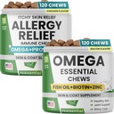 Allergie Relief Hondenkauwers + Omega Fish Oil - Itchy Skin Relief w/Probiotica + Omega 3 + Colostrum, Omega Skin & Coat Supplement Kauwen