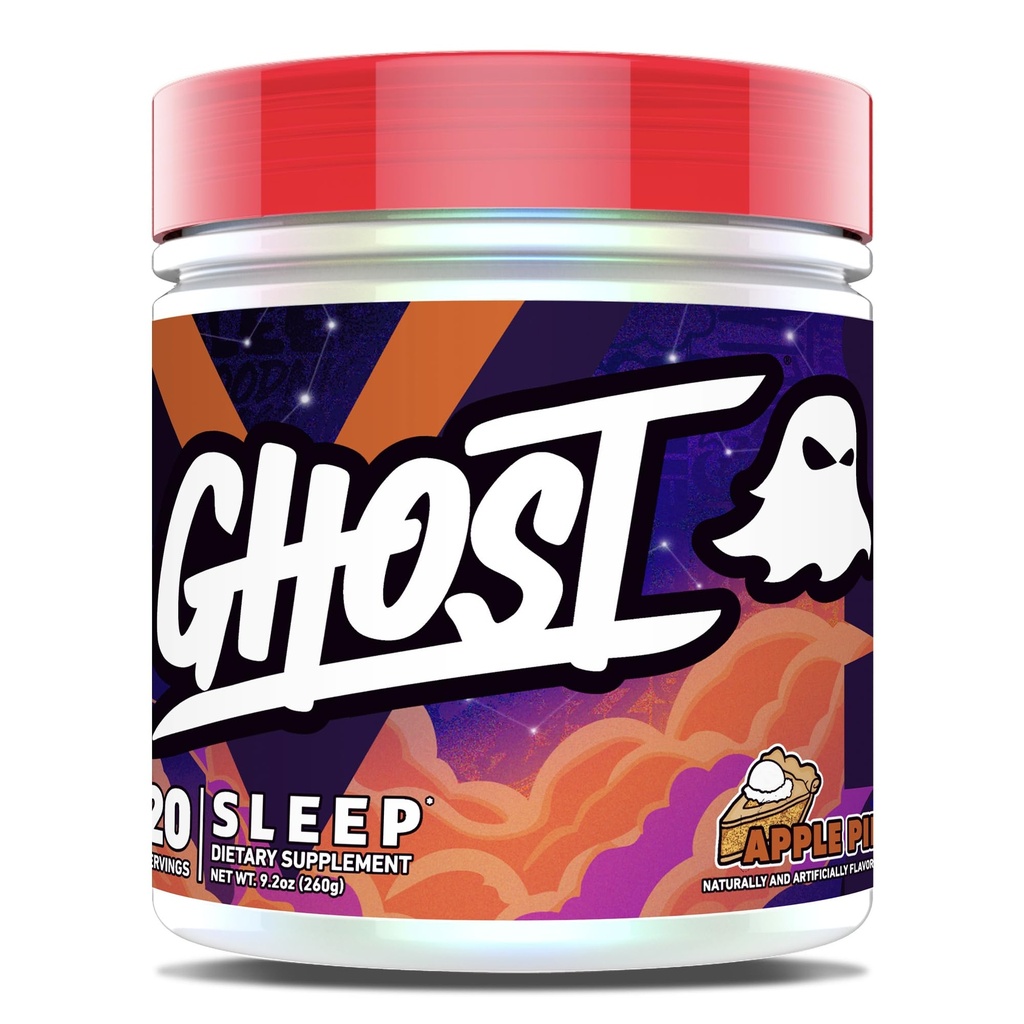 GHOST Slaap Dieetsupplement, appeltaart - Herstel en rust met Premium Ingrediënten Inclusief Melatonine, Colostrum & Ashwagandha - Ondersteunt Slaapkwaliteit - Glutenvrij en suikervrij