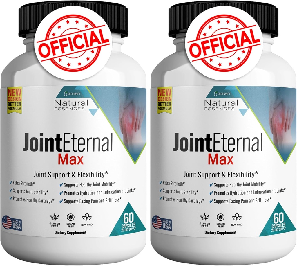 Joint Eternal Max Natural Essences Natural Joint Support Supplement, 60 Capsules 20 Days Supply, Glutenvrij, Suikervrij, Niet-GMO, Made in USA (2)