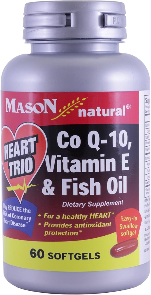 Mason Natural Co Q-10, vitamine E en visolie, 60 softgels (verpakking van 2)