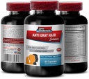 Catalase complexe anti-gray pilules capillaires - ANTI-GRAY HAIR SOLUTION - puissant antioxydant pour la croissance des cheveux, maintenir la couleur naturelle des cheveux, prévenir le graissage, nutriments essentiels, 1 bouteille, 60 capsules