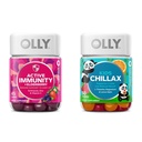 OLLY Gummy Immunity+Elderberry, 45 Gummies Kids Chillax, Magnésium Gummies, Lemon Baume, Chews calmes pour les enfants 4+, 50 Comte