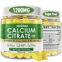 Citrate de calcium Gommies 1200mg avec vitamine D3 K2, suppléments de calcium à croquer pour les femmes et les hommes, soutien à haute puissance B0ne, Te*th, force et santé immunitaire, saveur de mangue, non-OGM, sans sucre, 120 Cts