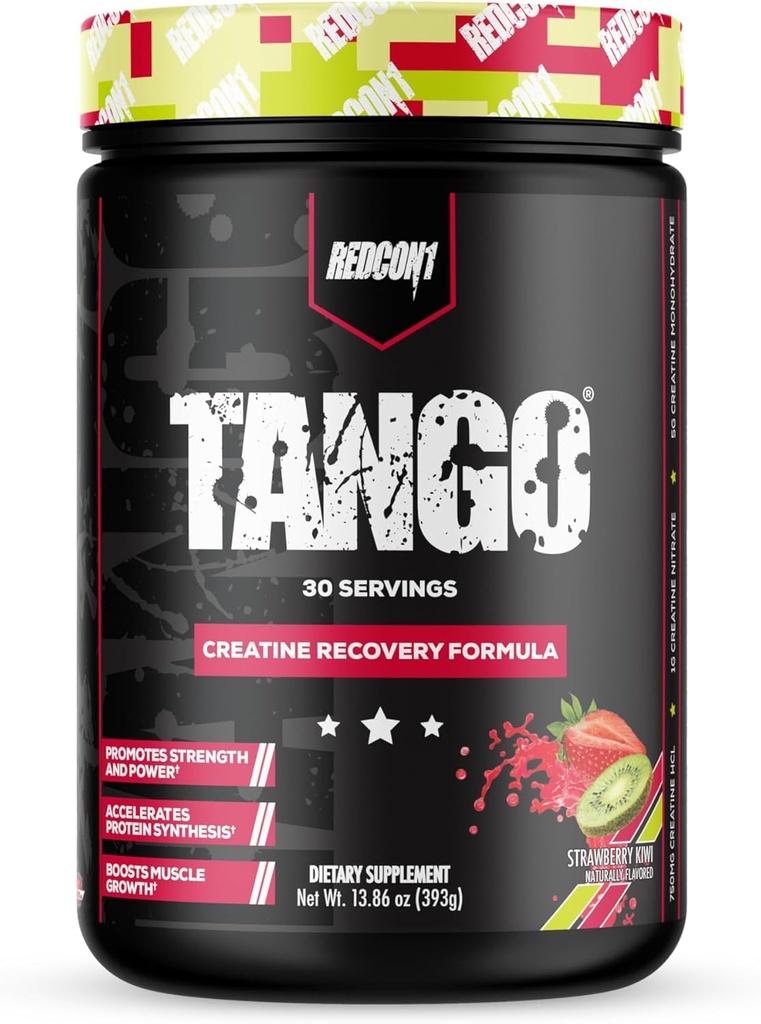 REDCON1 Tango Creatine Powder, Aardbei Kiwi - Suikervrij + Keto Friendly Creatine Supplement - Betaine Anhydraat voor spier endurance & kracht (30 porties)