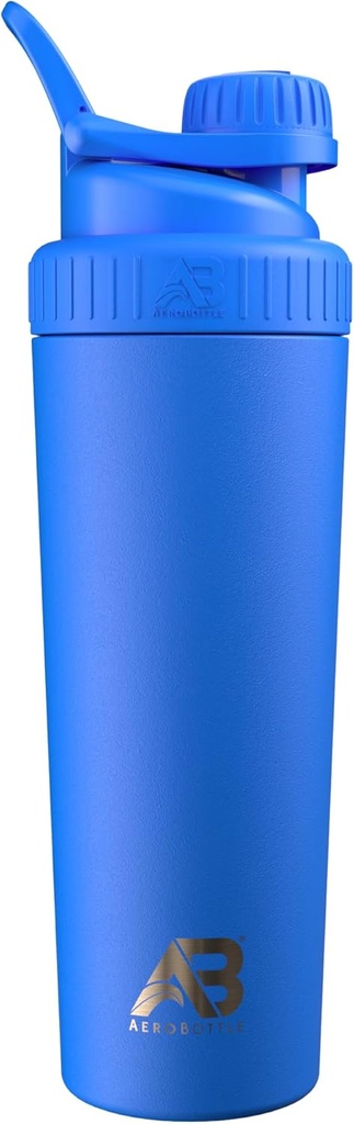 AeroBattle Cryo Shaker Cup, geïsoleerde roestvrij stalen waterfles en eiwitshaker, Mixes Proteïne en voortraining met Turbulent Mixing Technology, Geen Blending Ball of Wisk, 26oz, Artic Sea Blue