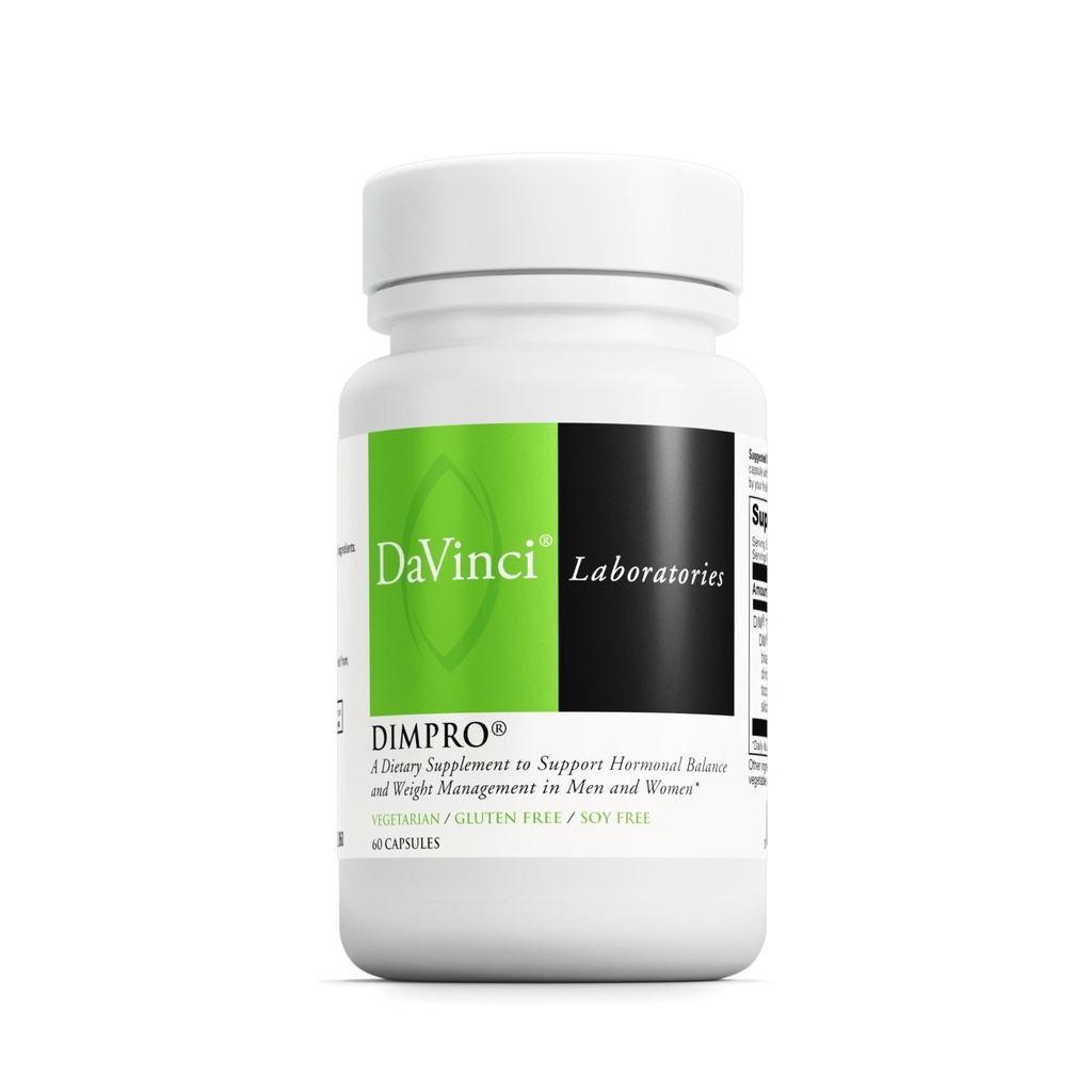 DAVINCI Labs DimPro - Supplément alimentaire pour soutenir l'équilibre hormonal chez les hommes et les femmes et la gestion du poids santé* - avec la vitamine E et plus - Végétarien - Sans soja - Sans gluten - 60 capsules