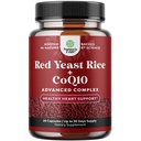 Riz de levure rouge avec supplément CoQ10 - Formule avancée pour le coeur sain et les niveaux de cholestérol sain pour les hommes et les femmes - Capsule de force supplémentaire avec riz de levure rouge 1200 mg Capsules avec nombre CoQ10-60