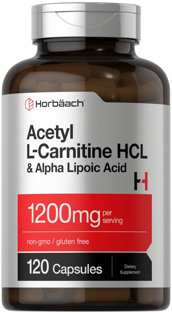 Horbäach Acetyl L Carnitine HCL & Alpha Lipoïne Acid 1200mg 120 Capsules