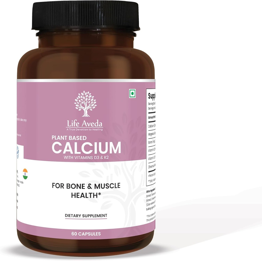 Life Aveda Plant-Based Calcium Supplement met vitamine D3, K2 en Magnesium 500mg 