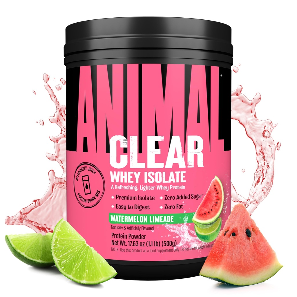 Poudre de protéines d'isolat de whey clair - Facile à digérer et à mélanger, 5g BCAA, Délicieusement juteux, rafraîchissant à tout moment pour les hommes et les femmes, pastèque Limeade 500g (20 portions)