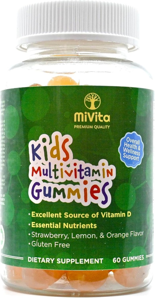 Enfants biologiques Mutlivitamine Gummies 60ct. Toutes les plantes végétales naturelles à base de sucre faible Gummies de fruits délicieux. Gummy multivitamine quotidien pour enfants et adolescents