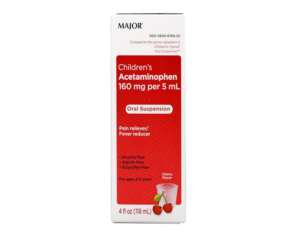 Majoor Kinderen Acetaminophen Cherry 4 Ounce