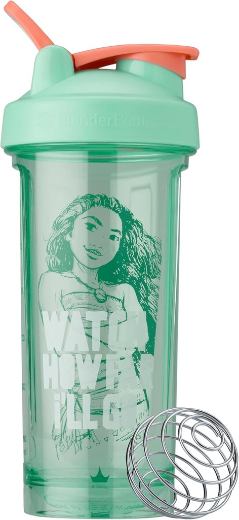 BlenderBottle Disney Princess Shaker Bottle Pro Series, Perfect for Protein Shakes and Pre Workout, 28-Ounce, Watch How Far I'll Go, Moana