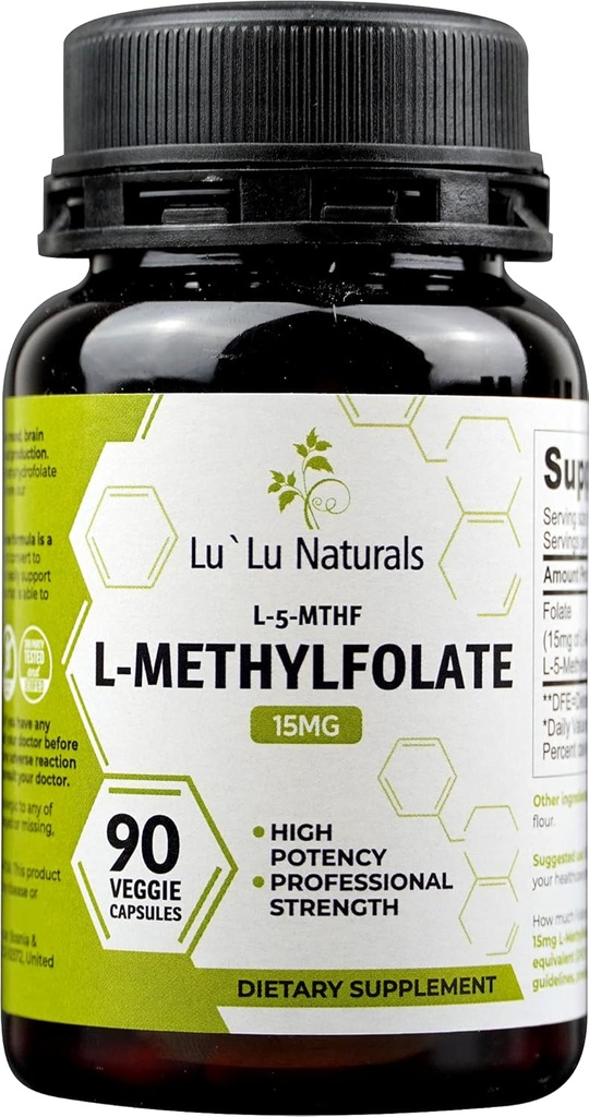 Lu'Lu Naturals L-methylfolaat 15mg Geoptimaliseerd en geactiveerd Foliumzuur. 90 Veggiecaps Methylfolaat, L-5-mthf