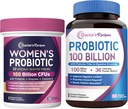 Recettes du médecin Femmes Probiotiques et probiotiques 100 milliards d'UFC Bundle, santé vaginale et urinaire, confort digestif pour les hommes et les femmes, plateau stable, libération retardée