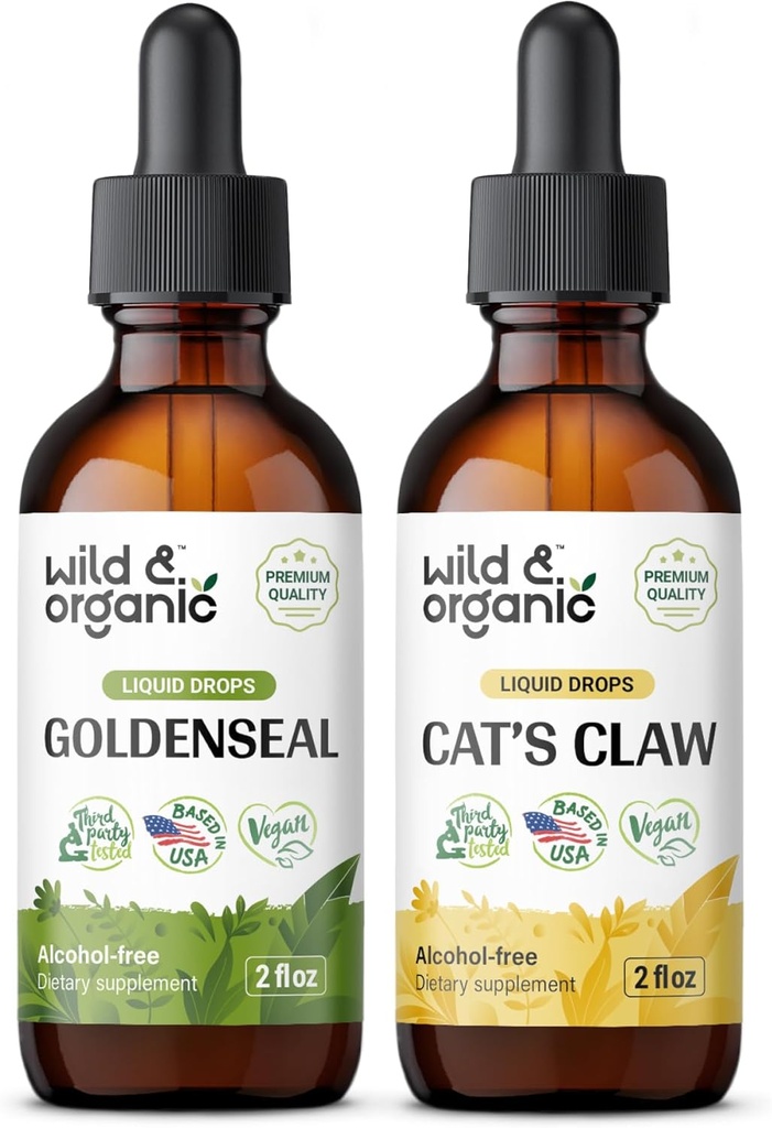 Wild & Organic Goldenseal Tinctuur 2 fl oz & Cats Claw Tinctuur 4 fl oz