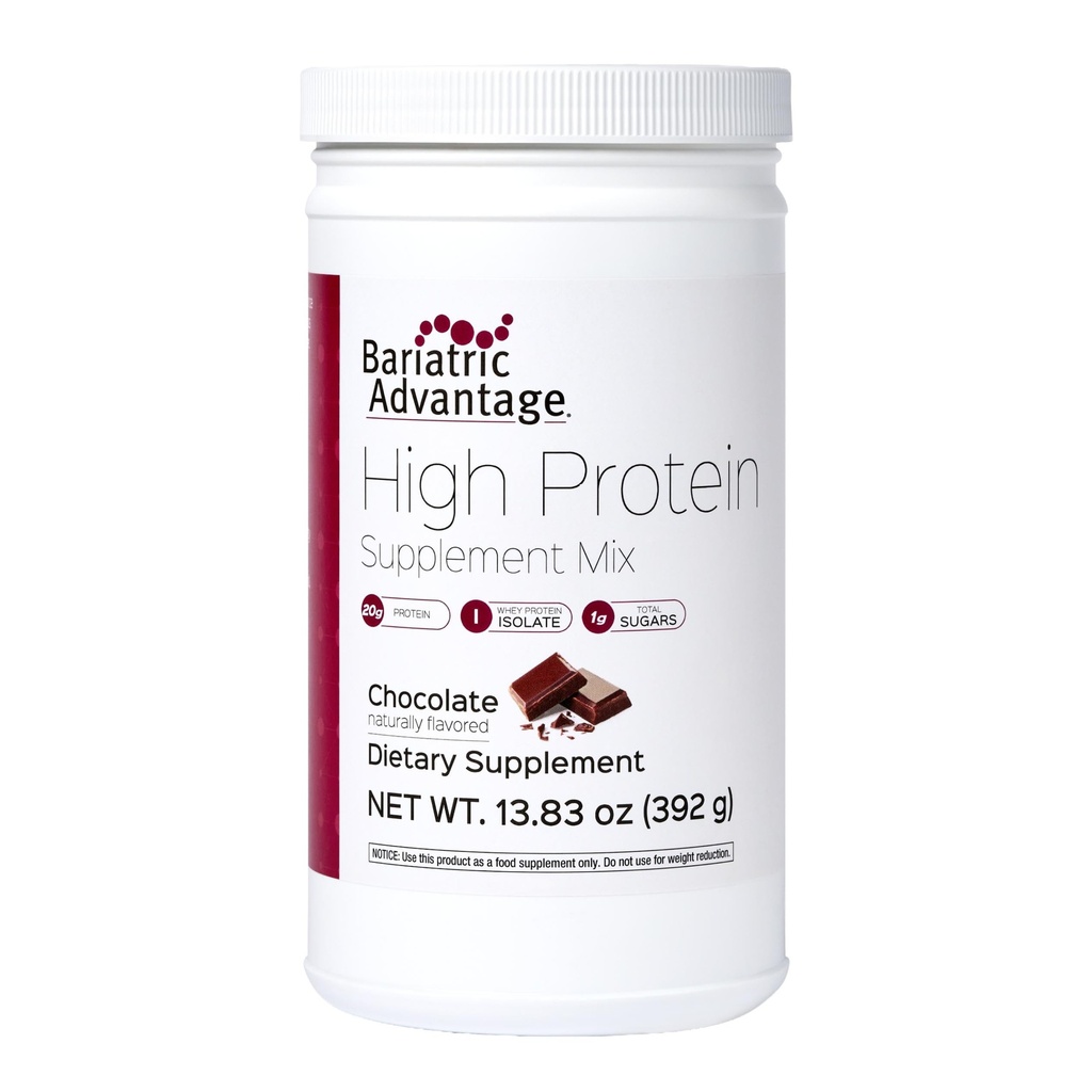 Bariatrische Voordeel Hoge Proteïne Supplement Mix, 20 Gram Wei Proteine Isoleer Lage Suiker met 100 Calorieën Per Serving - Chocolade, 14 Serves