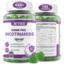 Suikervrij Nicotinamide 500mg Gummies, (Flush Free Niacin) Vitamine B3 Niacinamide Supplement voor Cellular Energy Metabolisme & Repair, Vitality, Healthy Aging, Cranberry Flavor, Makkelijk te kauwen, 120 Cts