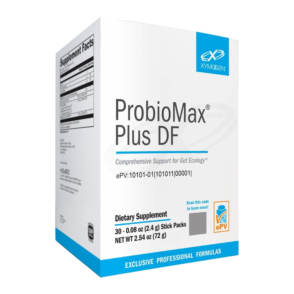 XYMOGEN ProbioMax Plus 40B - Probiotic Powder Supplement - Dairy Free Probiotics for Digestive Health - Saccharomyces boulardii, Lactobacillus acidophilus - Voormalig ProbioMax Plus DF (30 Stick Packs)