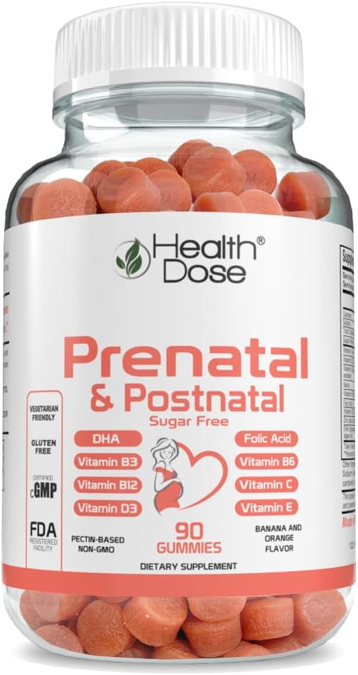 Prenatale/Postnatale Complex Supplement. Vitamine B6, B12, C, Zink. 90Ct