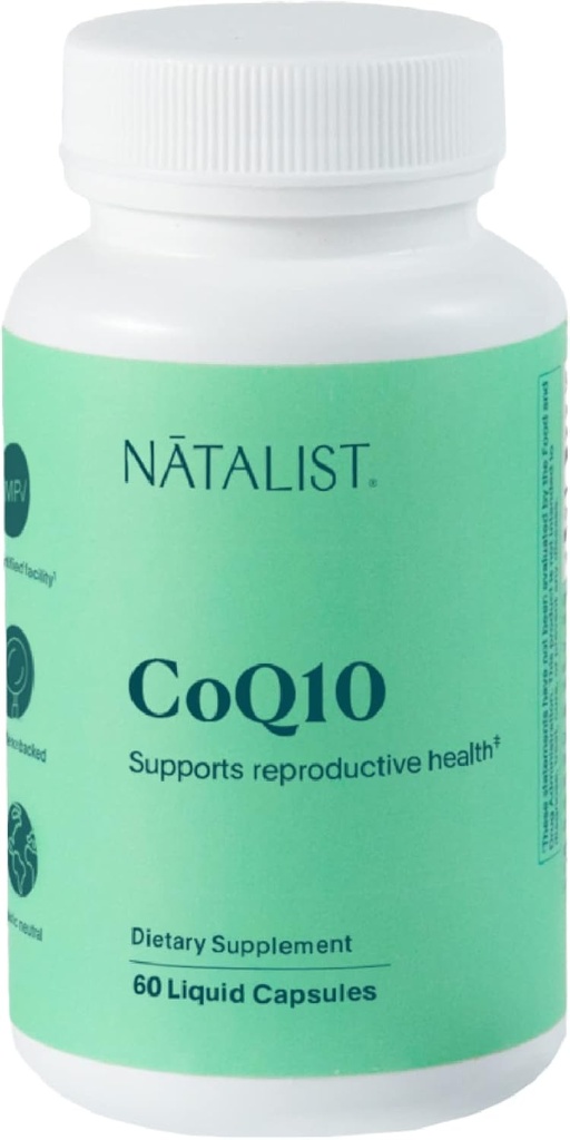 NATALIST CoQ10 Ubichinon 120 mg dagelijkse vruchtbaarheid Vitamine Krachtig Antioxidant Defense & Cellular Energy Support Supplement - Hoge absorptie voor vrouwen en mannen Veganistisch, niet-GMO - 60 vloeibare capsules