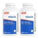 Rugby Niacine 500mg - Supplément vitamine B3 pour les hommes et les femmes - 1000 comprimés (2-pack)
