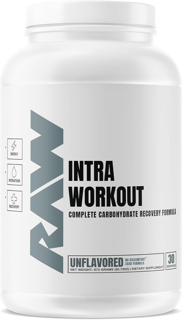 RAW Intra Workout Supplement Powder, Unflavored - Intra Supplement for Hydration, Mental Focus, Energy, & Workout Recovery - Intra Workout Powder that Excreases Performance & Endurance - 30 Servings