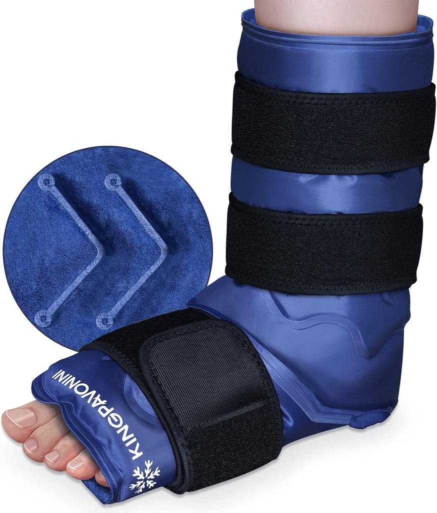 XXL Enkelvoets Ice Pack Wrap voor voetverwondingen, volledige dekking Enkelijs Wrap, Gel Ice Packs Herbruikbaar voor Plantar Fasciitis, Achilles Tendonitis, verstuikte enkels en hakken, Fibulaire verwondingen, Blauw