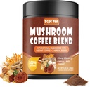 Moustiquaire Café avec 10 Champignons, Poudre de café instantané Colombien avec Lion's Mane, Reishi, Chaga, Cordyceps, Shiitake, Maitake, Turquie Tail - Supplément Champignon pour l'énergie, Focus, Immune Support