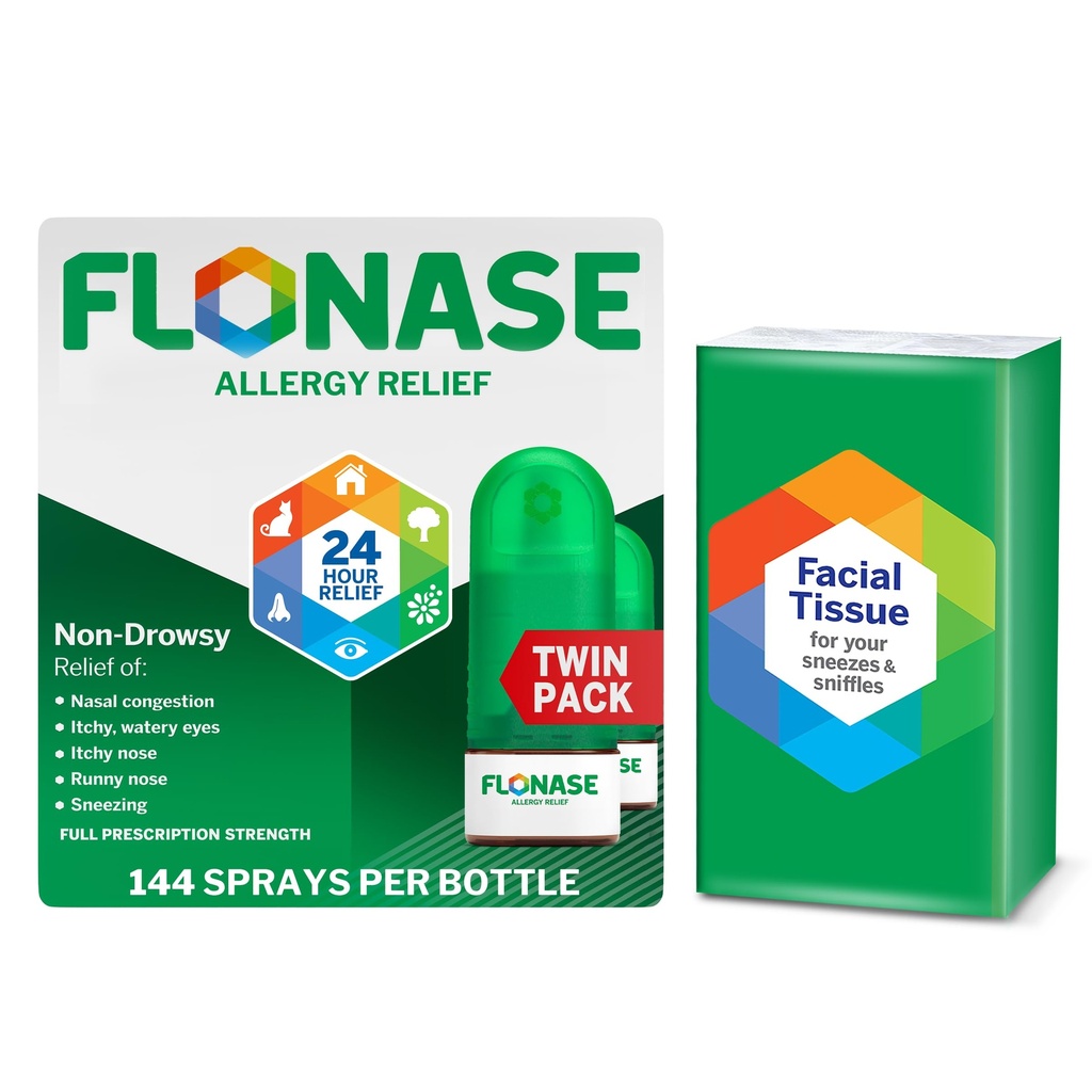 Flonase Allergie Relief Neusspray, 24-uurs Niet-Drowsy Multi-Symptoom Relief 