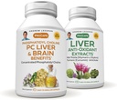 ANDREW LESSMAN PC Lever en hersenen Voordelen + Lever Anti-Oxidant Extracten Kit: 300 Capsules (180+120) - Fosfatidyl Choline, Milk Thistle, Artichoke, Curcumin.