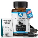 Capsules de charbon activés 1200 MG, 60 capsules de légumes, 30 jours Premium Detox & Support digestif, Gas & Bloating Relief, Bio Coconut Shell Charcoal, Gut Health, USA Made.