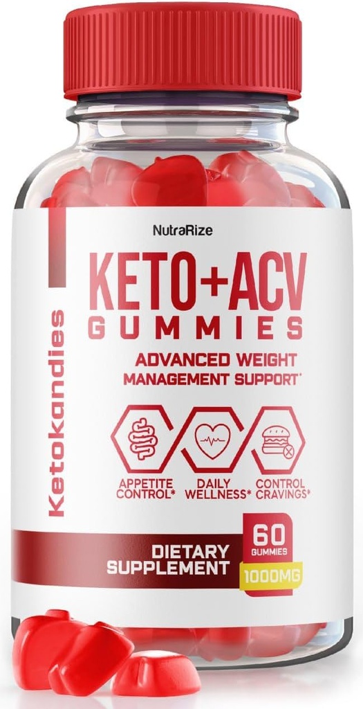 NutraRize KetoKandies Keto+ACV Gummies voor gewichtsverlies, maximale sterkte supplement, Gomitas Reviews (60 Gummies)