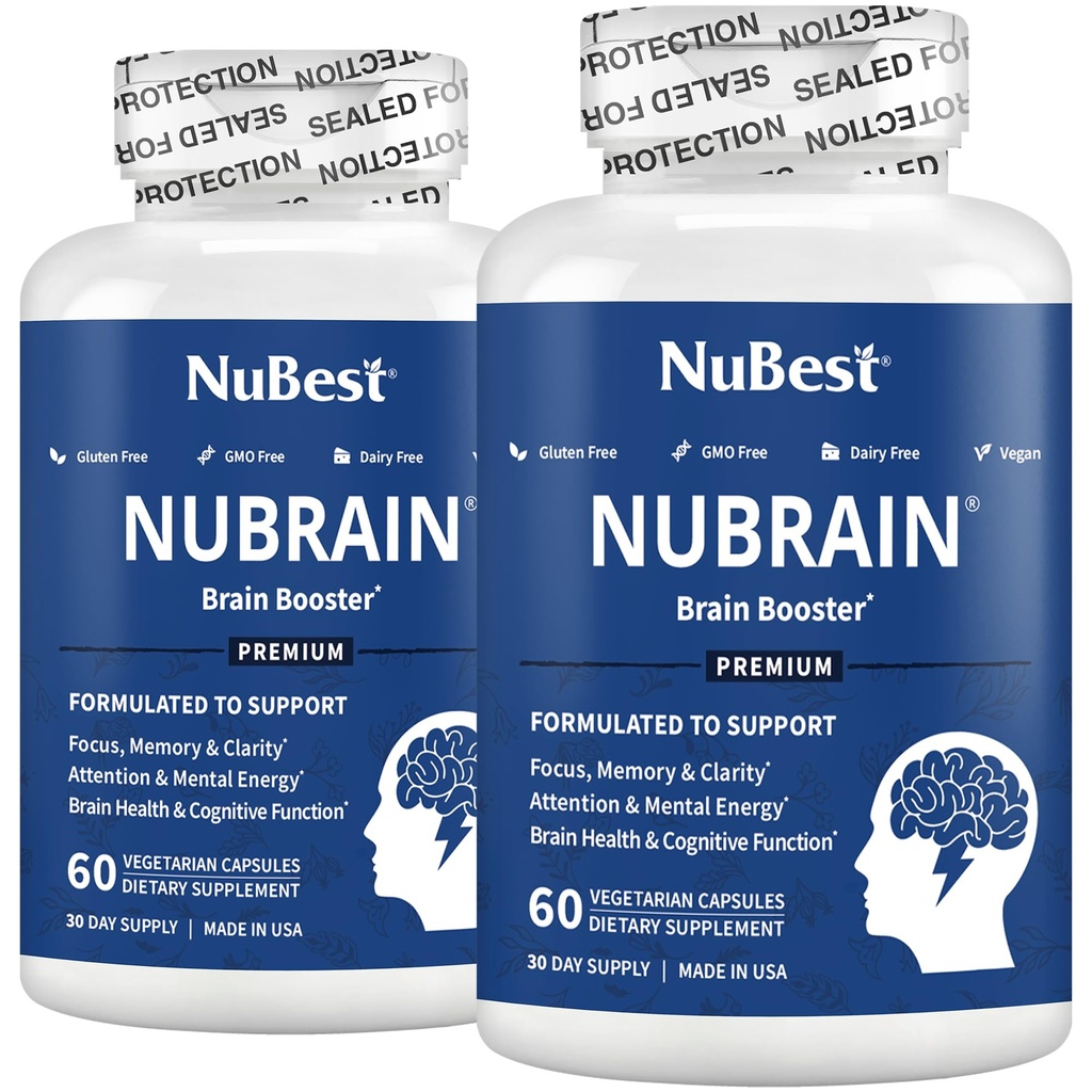 NuBrain Booster - Brain Supplement for Brain Booster, Memory, Focus & Clarity Support with St. John