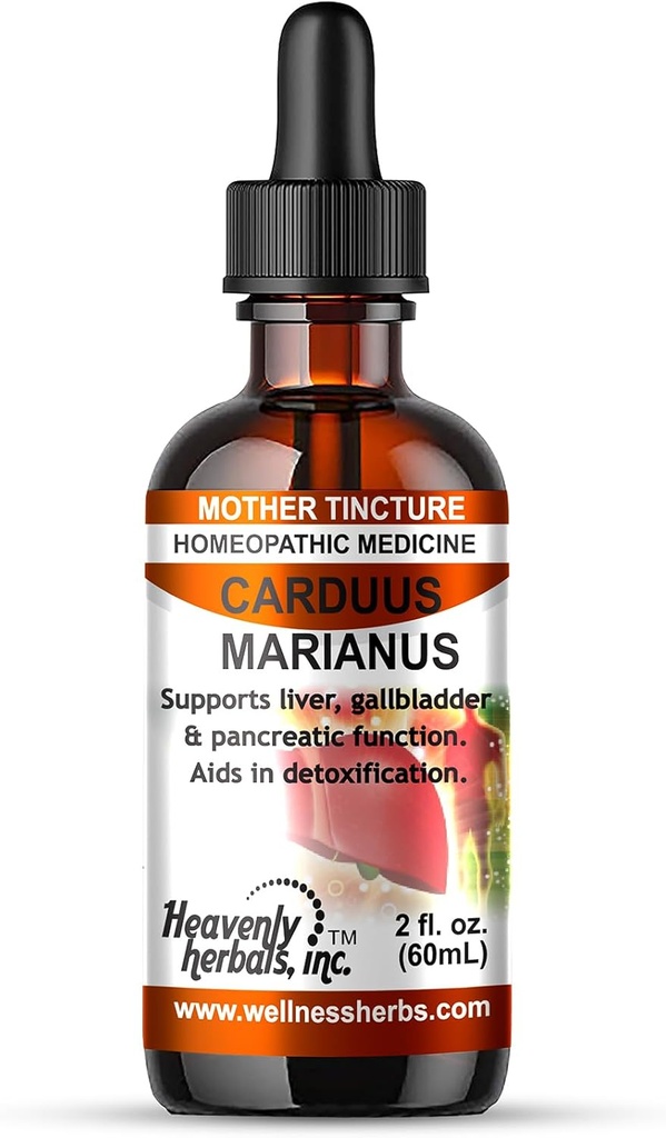 Heavenly Herbals, Inc. Carduus Marianus Q - Homeopathische Tinctuur - Ondersteunt lever, galblaas en pancreasfunctie. Hulp in Ontgifting. 2.0 Fl Oz - Vervaardigd en verzonden uit USA>