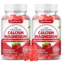 softbear Calcium Magnésium Zinc Gommies pour Adultes et Enfants, Sans Suagr Calcium Magnésium Zinc D3 Supplément pour la force osseuse et la santé immunitaire, Raspberry Flavor 120 Comte