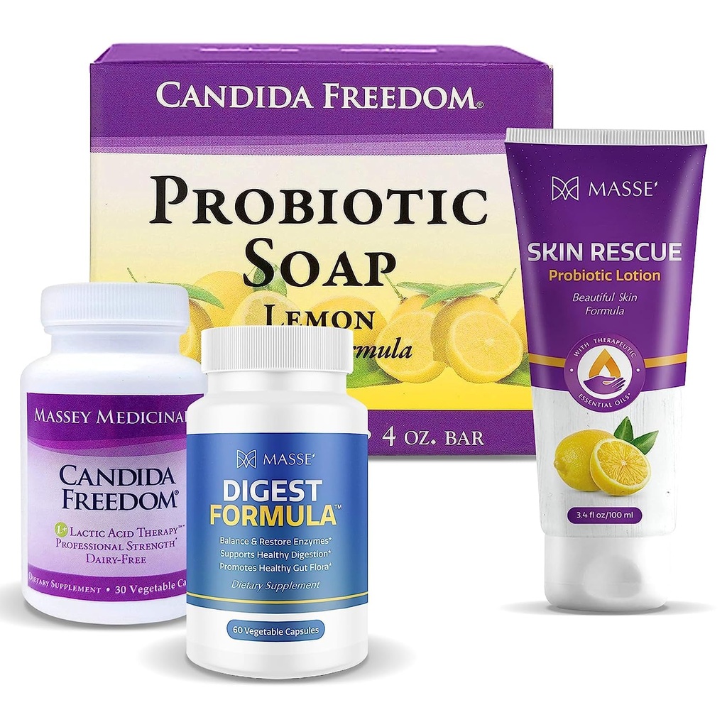 Supplément diététique de MASSE pour une digestion adéquate - Formule d'équilibre probiotique et de rétablissement - Soape probiotique pour le citron et lotion probiotique de sauvetage de la peau