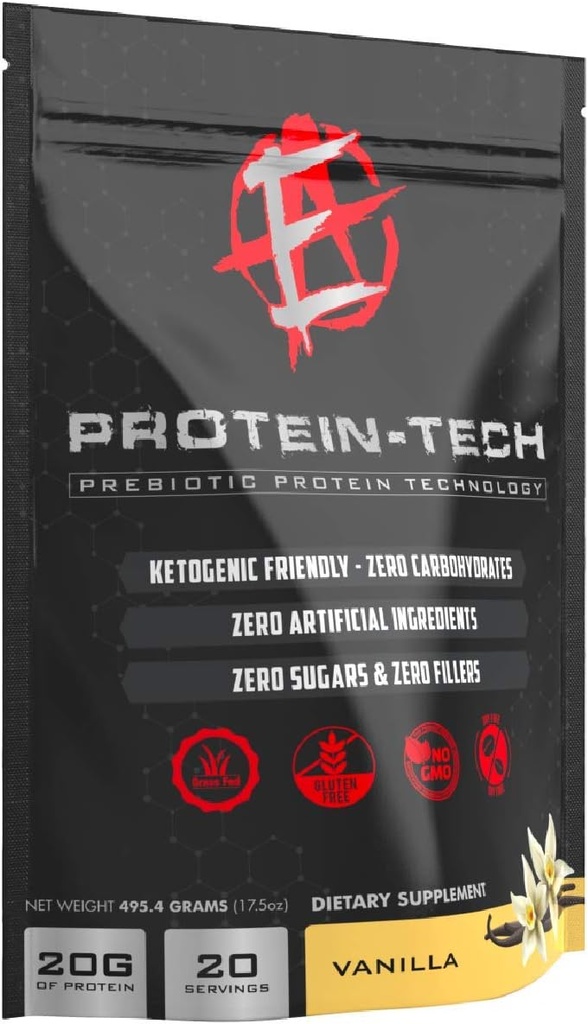 Enhanced Labs - Protein Tech - Smart Collageen Protein Powder for Men & Women - Keto Friendly, Fat, Dairy, Carb & Sugar Free Protein Supplement (20 Servings) (Vanilla)