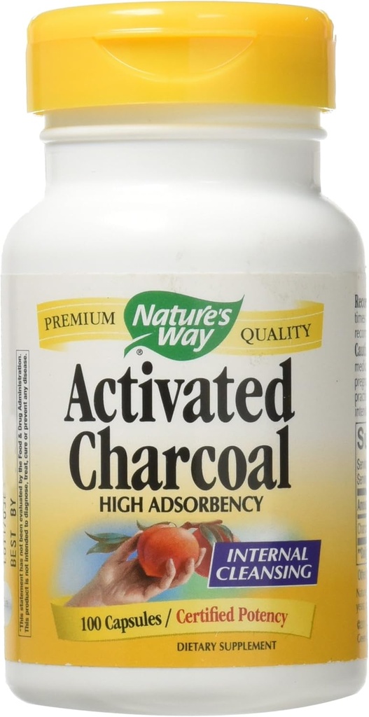 Nature's Way Actieve Charcoal; 560 mg Charcoal per portie; 100 Capsules