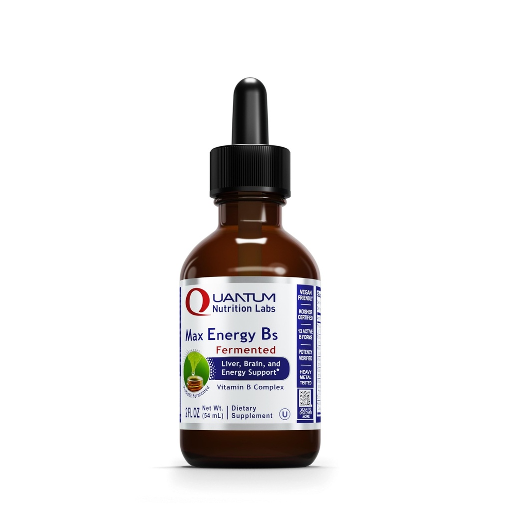 Quantum Nutrition Labs Max Energy B - Vitamine B Complex Liquid Drops, Biologische Vitamine B Supplement voor vrouwen en mannen, Vitamine B1, B2, B3, B5, B6, B12 - 2 Fl Oz
