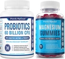 Pure Optimale Premium Probiotica 60 Miljard CFU met Biologische Prebiotica & Digestieve Enzymen + Premium Magnesium Gummies Kinderen & Volwassenen